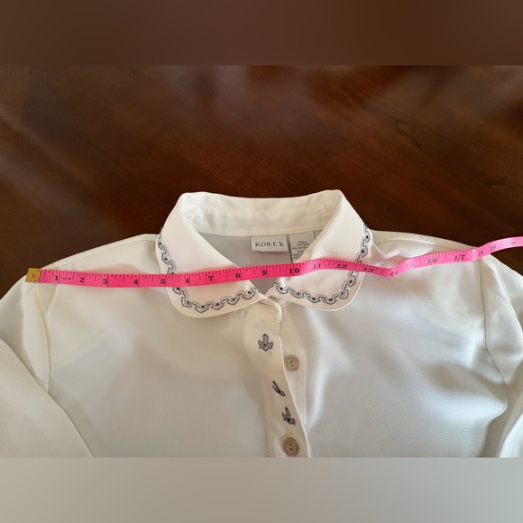 NWT - Elegant White Button-Up Blouse With Beading - Picture 11 of 14